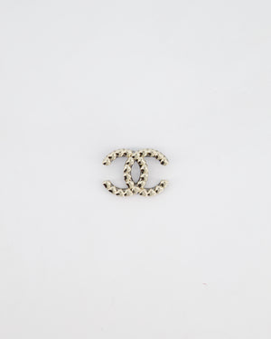 Chanel 22A Champagne Gold and Ruthenium CC Brooch with Heart Detail