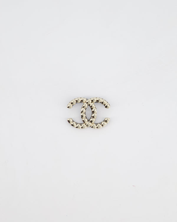 Chanel 22A Champagne Gold and Ruthenium CC Brooch with Heart Detail