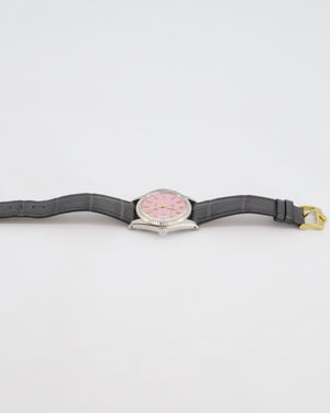 Rolex Oyster Perpetual DateJust 36mm in Stainless Steel and White Gold with Pink Dial and Grey Alligator Strap