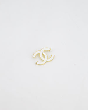 Chanel 23K White & Gold CC Brooch