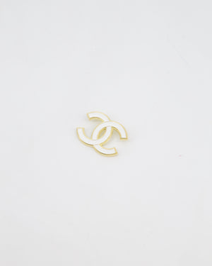 Chanel 23K White & Gold CC Brooch