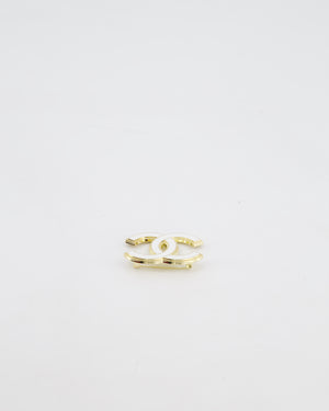 Chanel 23K White & Gold CC Brooch