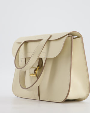 *NEW SIZE* Hermès Mini Halzan Bag in Craie Swift Leather with Gold Hardware