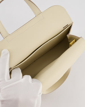 *NEW SIZE* Hermès Mini Halzan Bag in Craie Swift Leather with Gold Hardware