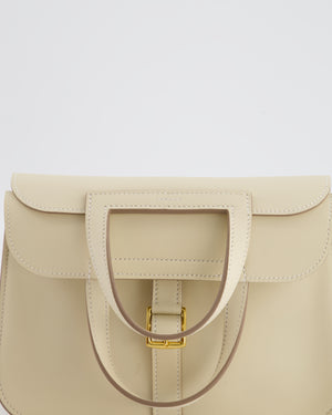 *NEW SIZE* Hermès Mini Halzan Bag in Craie Swift Leather with Gold Hardware