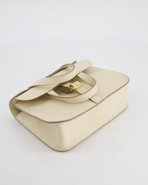 *NEW SIZE* Hermès Mini Halzan Bag in Craie Swift Leather with Gold Hardware