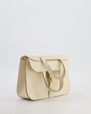 *NEW SIZE* Hermès Mini Halzan Bag in Craie Swift Leather with Gold Hardware
