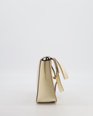 *NEW SIZE* Hermès Mini Halzan Bag in Craie Swift Leather with Gold Hardware