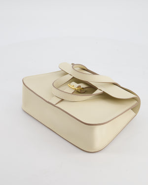 *NEW SIZE* Hermès Mini Halzan Bag in Craie Swift Leather with Gold Hardware
