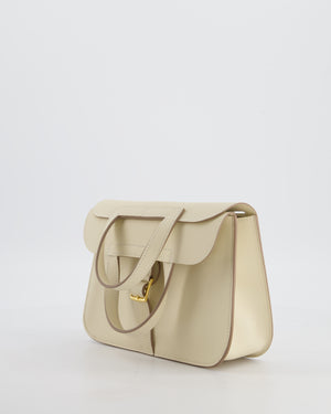 *NEW SIZE* Hermès Mini Halzan Bag in Craie Swift Leather with Gold Hardware