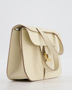 *NEW SIZE* Hermès Mini Halzan Bag in Craie Swift Leather with Gold Hardware