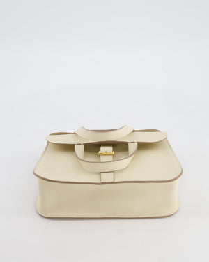 *NEW SIZE* Hermès Mini Halzan Bag in Craie Swift Leather with Gold Hardware