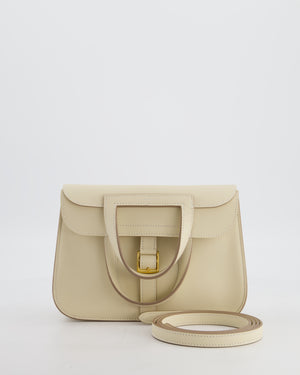 *NEW SIZE* Hermès Mini Halzan Bag in Craie Swift Leather with Gold Hardware