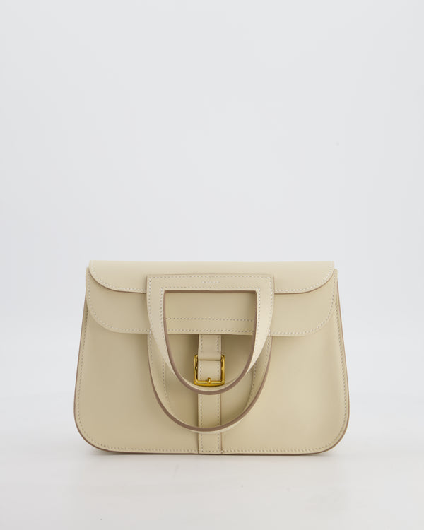 *NEW SIZE* Hermès Mini Halzan Bag in Craie Swift Leather with Gold Hardware