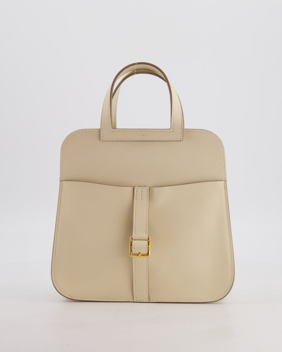 *NEW SIZE* Hermès Mini Halzan Bag in Craie Swift Leather with Gold Hardware