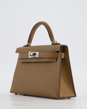 *HOT* Hermès Mini Kelly II 20 Bag in Alezan Epsom Leather with Palladium Hardware