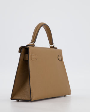 *HOT* Hermès Mini Kelly II 20 Bag in Alezan Epsom Leather with Palladium Hardware