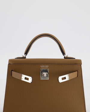 *HOT* Hermès Mini Kelly II 20 Bag in Alezan Epsom Leather with Palladium Hardware