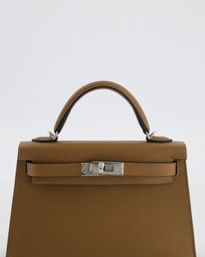 *HOT* Hermès Mini Kelly II 20 Bag in Alezan Epsom Leather with Palladium Hardware