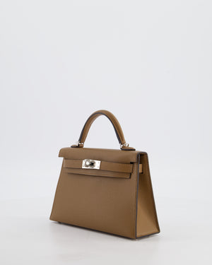 *HOT* Hermès Mini Kelly II 20 Bag in Alezan Epsom Leather with Palladium Hardware
