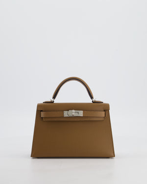 *HOT* Hermès Mini Kelly II 20 Bag in Alezan Epsom Leather with Palladium Hardware