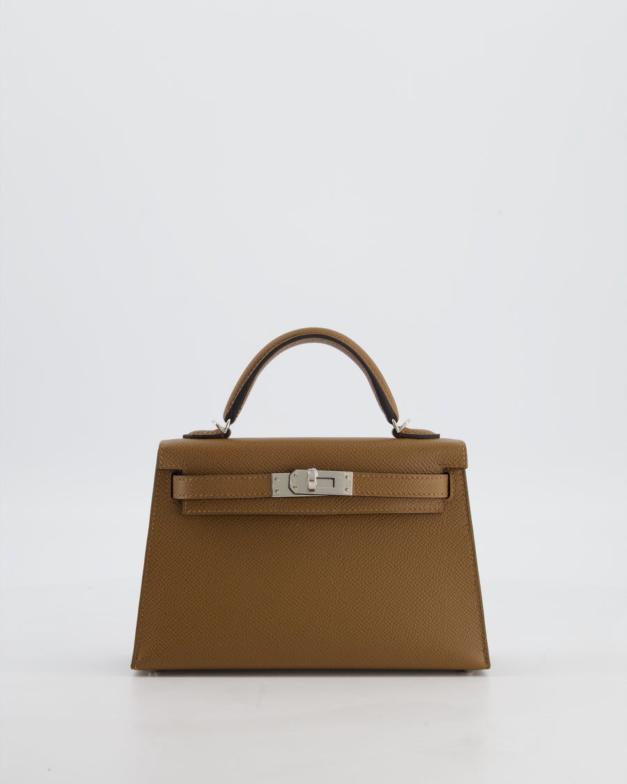 *HOT* Hermès Mini Kelly II 20 Bag in Alezan Epsom Leather with Palladium Hardware