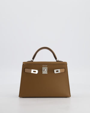 *HOT* Hermès Mini Kelly II 20 Bag in Alezan Epsom Leather with Palladium Hardware