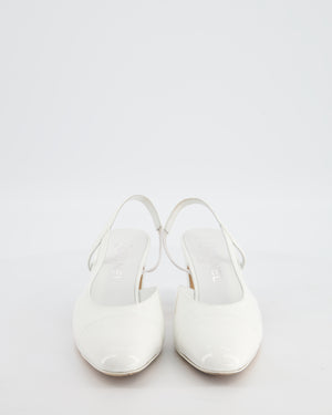 Chanel 22/B White Patent Leather Slingback Heels Size EU 38
