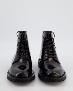 Saint Laurent Black Patent Military Boots Size EU 38