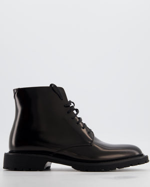 Saint Laurent Black Patent Military Boots Size EU 38