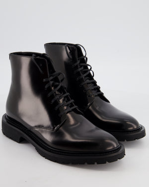 Saint Laurent Black Patent Military Boots Size EU 38