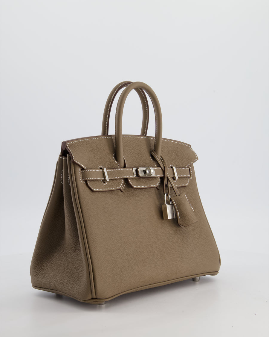 Hermès Birkin 25 Retourne Bag in Etoupe Togo Leather with Palladium Hardware
