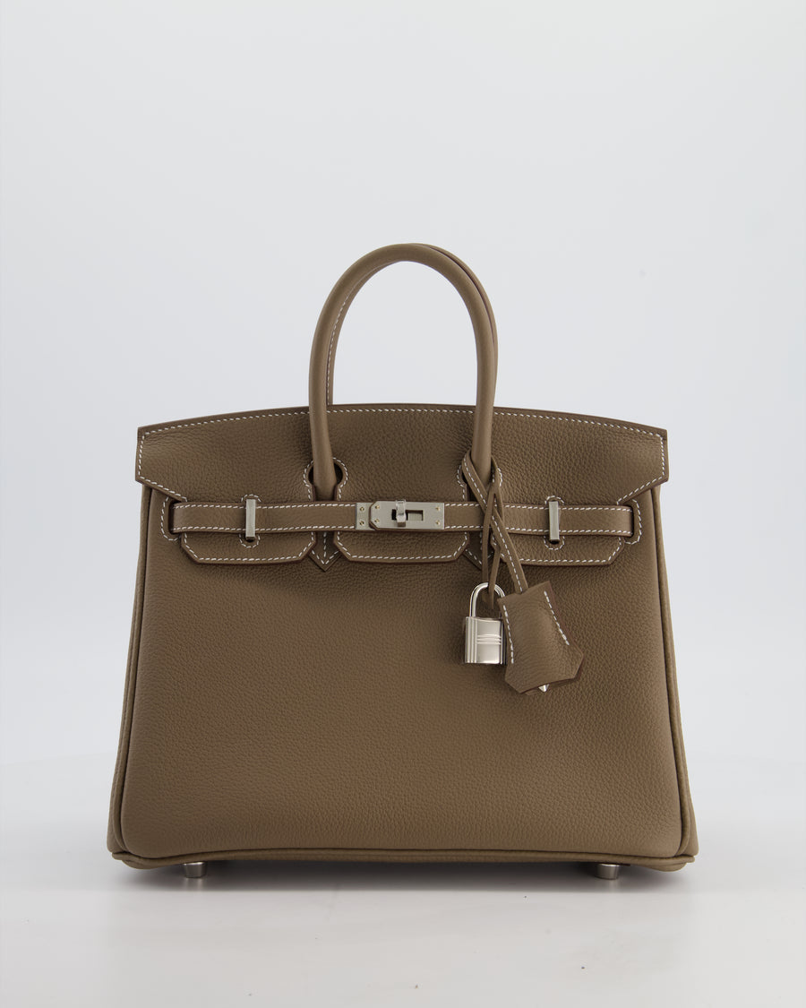 Hermès Birkin 25 Retourne Bag in Etoupe Togo Leather with Palladium Hardware