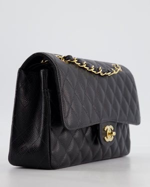 Chanel Vintage Medium Black Classic Double Flap Bag in Caviar Leather with Gold Hardware