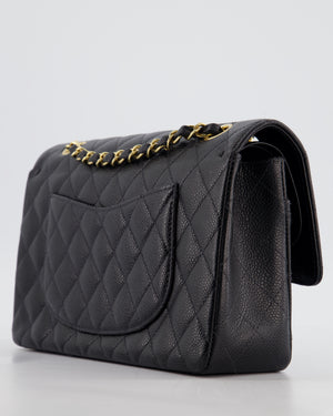Chanel Vintage Medium Black Classic Double Flap Bag in Caviar Leather with Gold Hardware