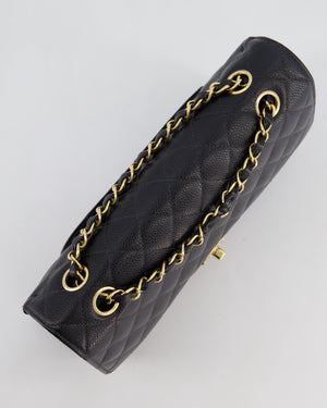 Chanel Vintage Medium Black Classic Double Flap Bag in Caviar Leather with Gold Hardware