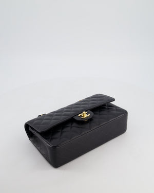 Chanel Vintage Medium Black Classic Double Flap Bag in Caviar Leather with Gold Hardware