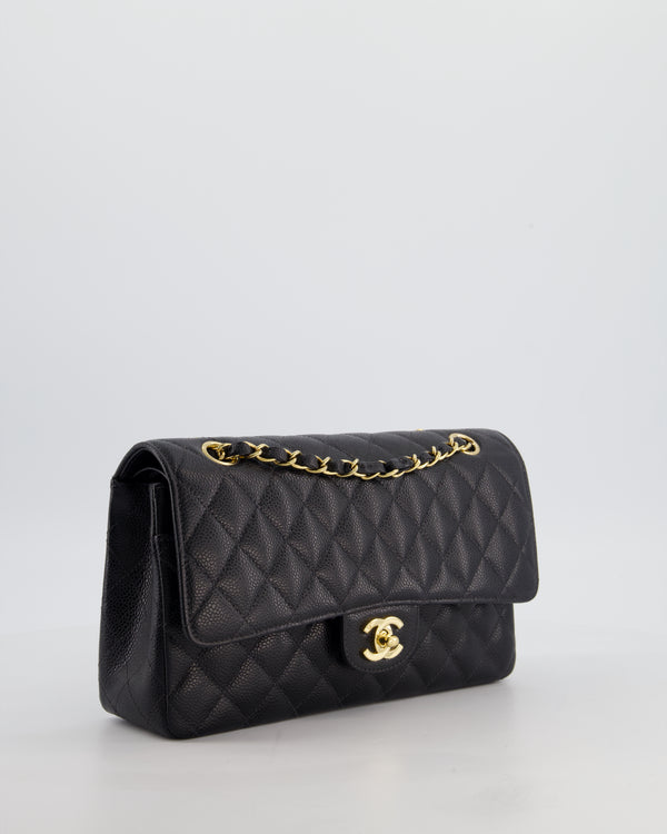 Chanel Vintage Medium Black Classic Double Flap Bag in Caviar Leather with Gold Hardware