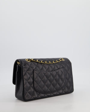 Chanel Vintage Medium Black Classic Double Flap Bag in Caviar Leather with Gold Hardware