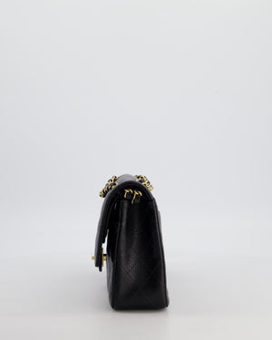 Chanel Vintage Medium Black Classic Double Flap Bag in Caviar Leather with Gold Hardware