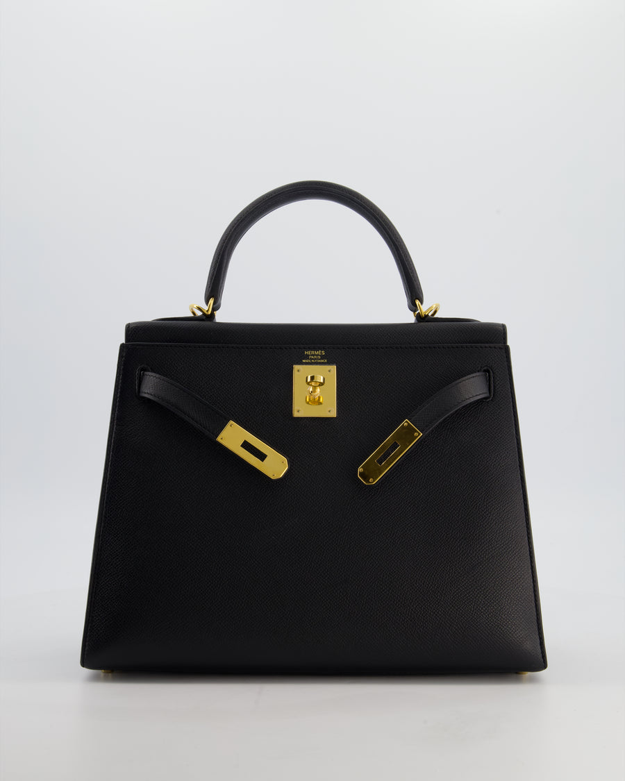 Hermès Kelly 28 Sellier Bag in Noir Epsom Leather with Gold Hardware