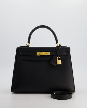 Hermès Kelly 28 Sellier Bag in Noir Epsom Leather with Gold Hardware