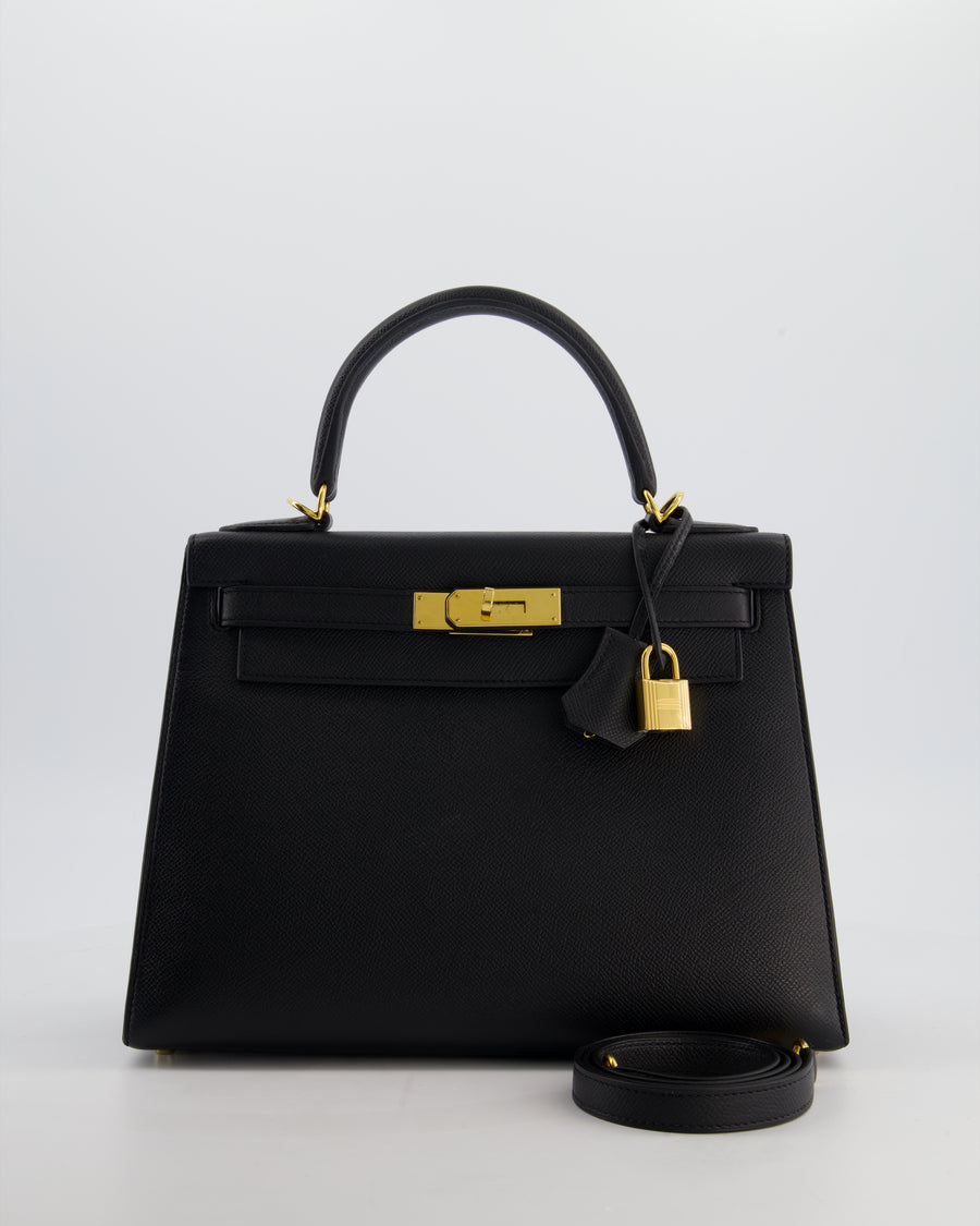Hermès Kelly 28 Sellier Bag in Noir Epsom Leather with Gold Hardware