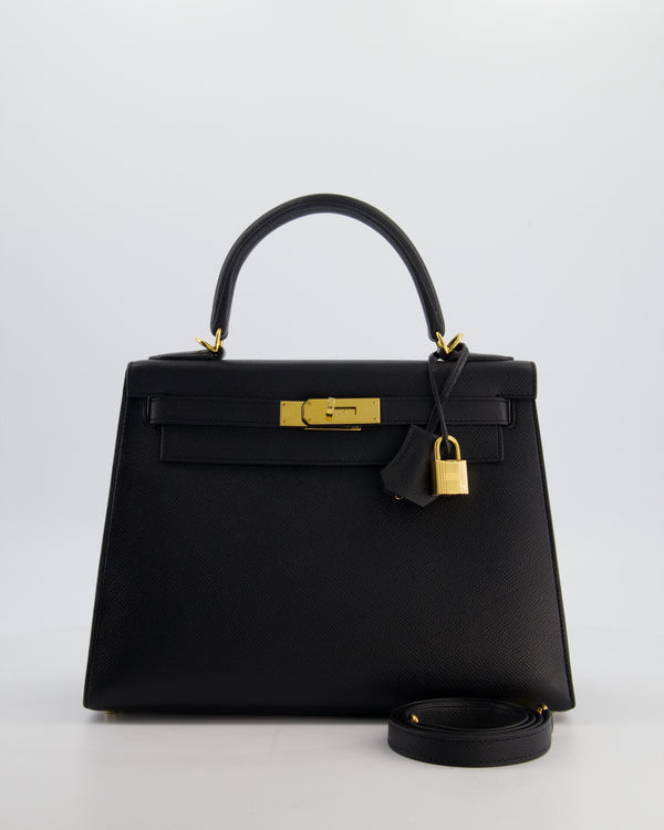 Hermès Kelly 28 Sellier Bag in Noir Epsom Leather with Gold Hardware