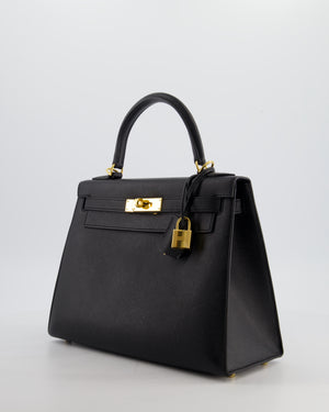 Hermès Kelly 28 Sellier Bag in Noir Epsom Leather with Gold Hardware