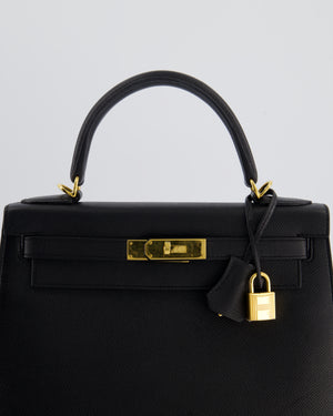 Hermès Kelly 28 Sellier Bag in Noir Epsom Leather with Gold Hardware