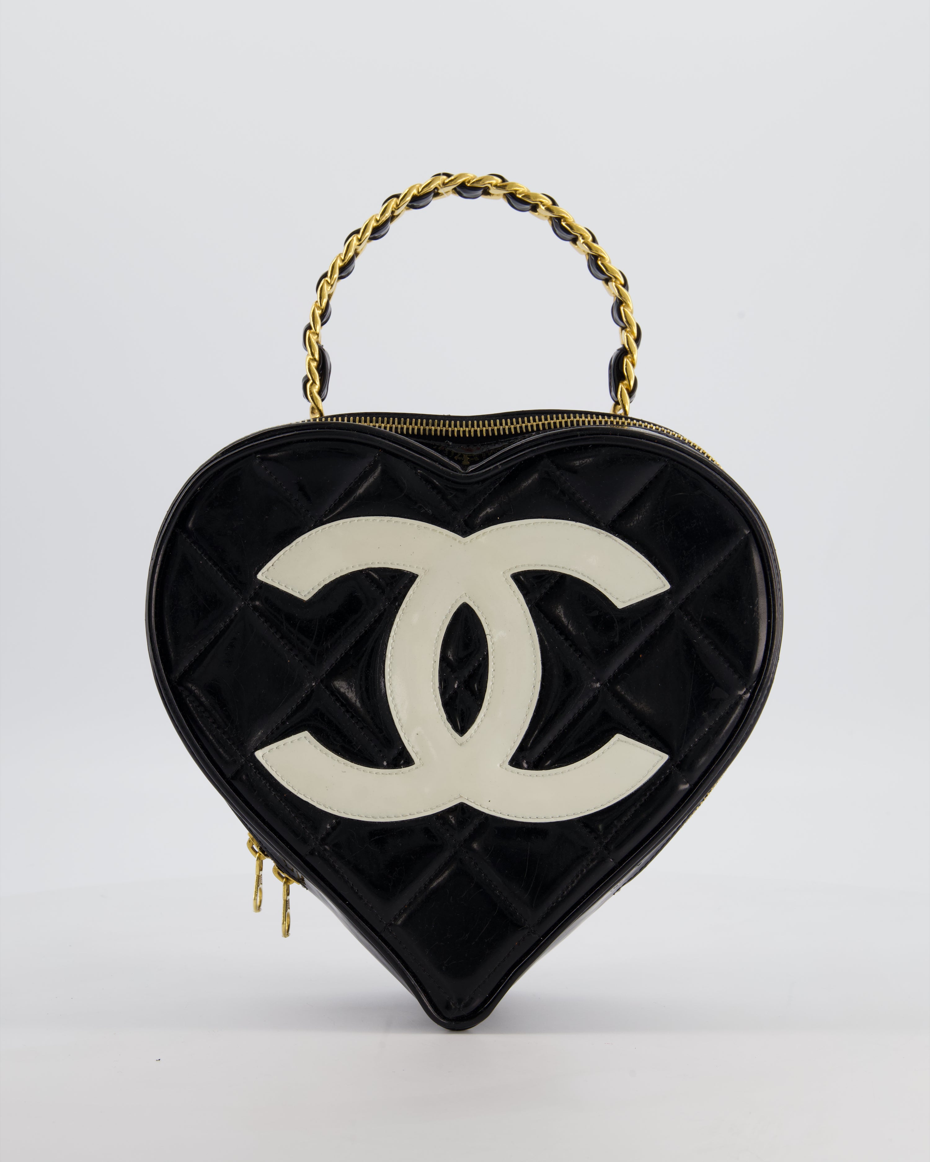 RARE COLLECTORS ITEM* Chanel 1995 Vintage Black Heart Vanity Bag