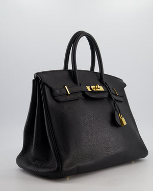 Hermès Birkin 35 Retourne Bag in Noir Togo Leather with Gold Hardware