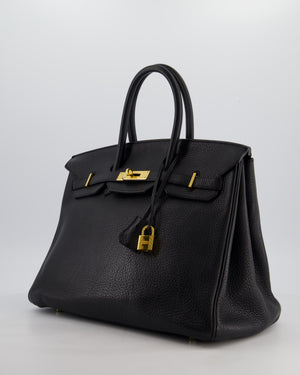 Hermès Birkin 35 Retourne Bag in Noir Togo Leather with Gold Hardware