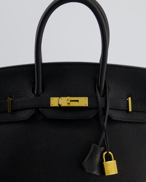 Hermès Birkin 35 Retourne Bag in Noir Togo Leather with Gold Hardware